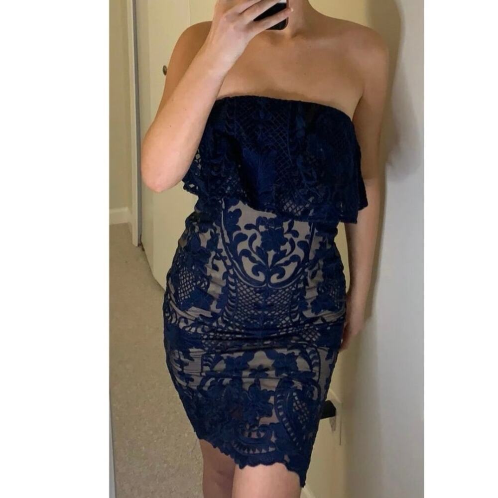 Blue lace midi dress